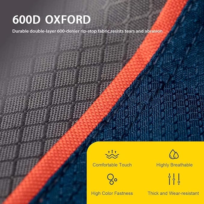 FAIR WIND Oversized Fully Padded Camping Chair with Lumbar Support, Heavy Duty Quad Fold Arm Chair with Cooler Bag - Support 450 LBS，Blue