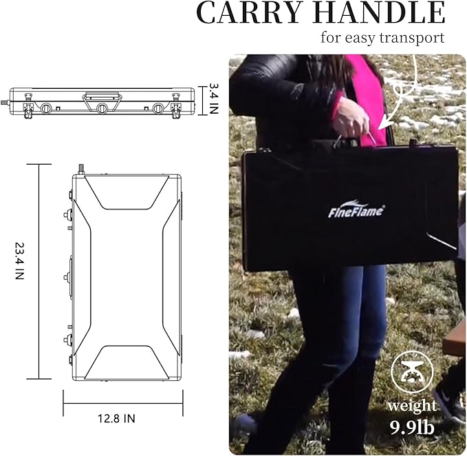 Camping Stove, 3 Burners Propane Portable Camp Stove with Regulator, Push-Button Instant Ignition, Adjustable Burners & Wind Guards for Car BBQ Picnics Outdoor Cooking (BLACK-20400 BTUs)