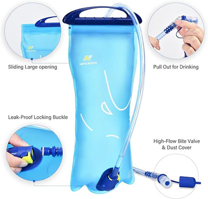 N NEVO RHINO Hydration Bladder 2L-3L,Water Reservoir for Hiking Backpack Leak Proof Water Storage Bladder,BPA-Free Water Pouch Hydration Pack for Camping Cycling Running