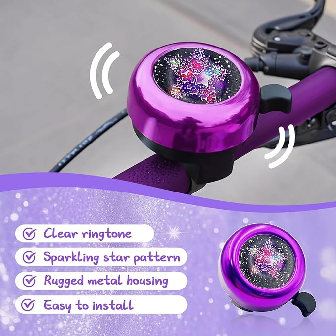 Bike Bell for Kids, Give Away Bicycle Streamers, Aluminum Alloy Bike Horn, Cute Bike Accessories, Adjustable Ring, Clear Ringtone, Girls Bicycle Accessories