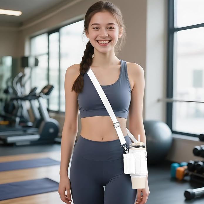 All Day Quencher Carry All for Stanley 40/30 oz Tumbler, Crossbody Bag with Phone Holder & Strap, Water Bottle Carrier Bag