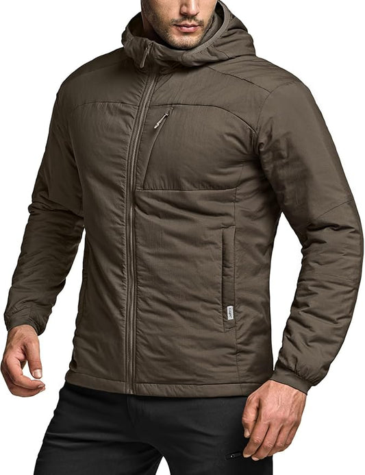 CQR Men's Lightweight Insulated Jacket, Windproof Packable Water Resistant Warm Active Coat for Hiking Work Outdoor Tactical