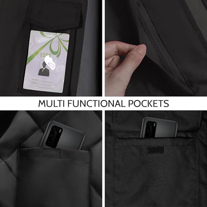 Hi Vis Jackets for Men, Safety Jackets for Men& Women, Reflective Apparel with Pockets for Cold Weather, Waterproof High Vis Rain Coat, Class 3, Black Long, XL