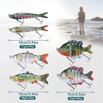 Goture Bass Fishing Lures, Lifelike Jointed Swimbait for Bass Trout Walleye Crappie Pike, Slow Sinking Segment Swimming Bait Fishing Lures for Freshwater and Saltwater, Gifts for Men