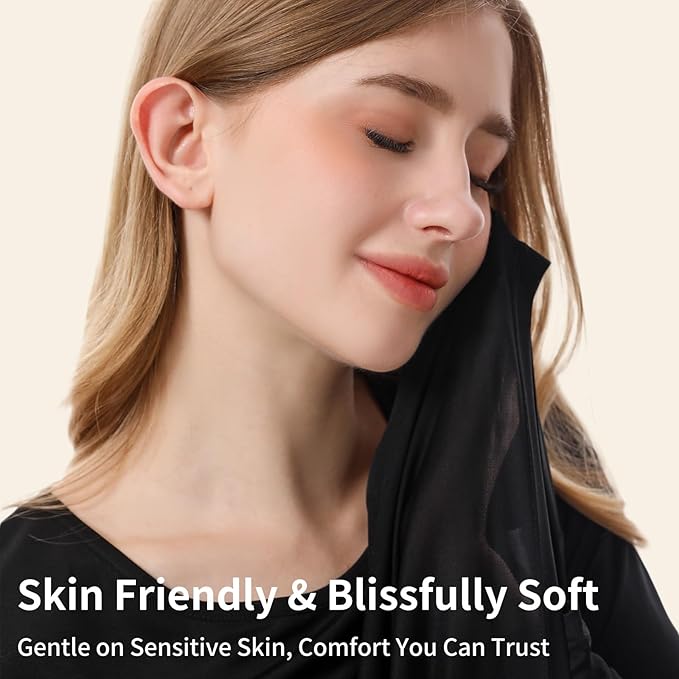 100% Mulberry Silk Long Sleeve Top for Women Thermal Base Layer Shirt Lightweight Breathable Underwear with Gift Box