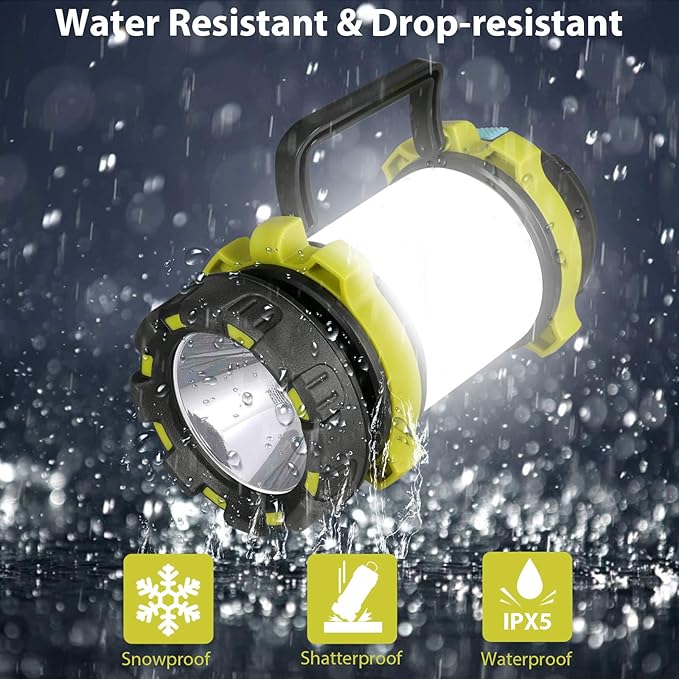 3 Pack Camping Lantern, Outdoor LED Camping Light, Rechargeable Flashlights with 1000LM, 6 Modes, 4000mAh Power Bank, IPX5 Waterproof Portable Emergency Camp Light for Hurricane Hiking - Green