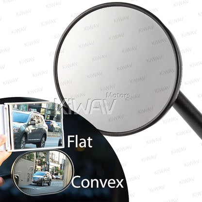 KiWAV Motorcycle Mirrors Aluminum Retro 4 Inches Round Matte Black Convex 10mm 5/16 Inches Bolts Pack of a Pair
