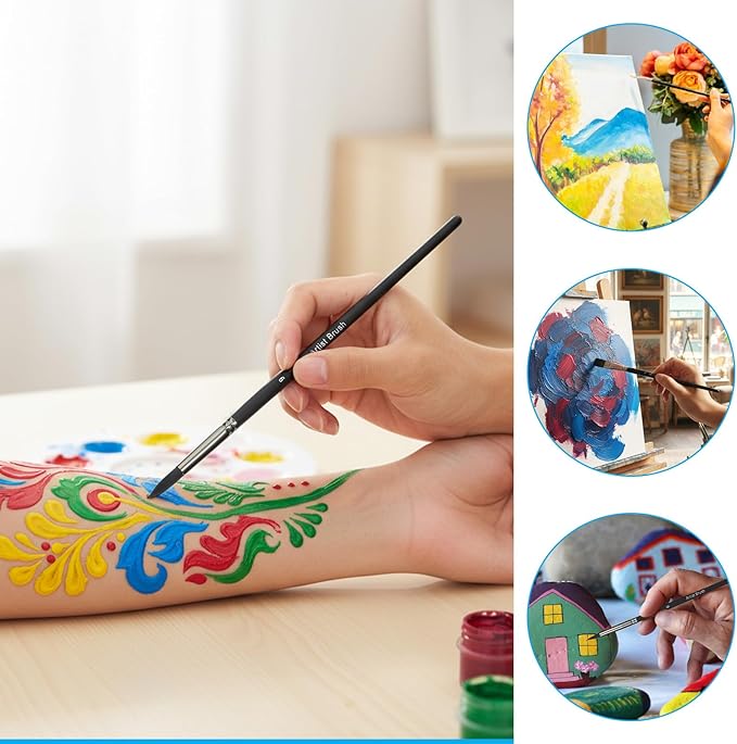 12 Pcs Face Paint Brush Set, Face Painting Brushes Acrylic Paint Brushes, Detail Paints Brush for Acrylic Painting Watercolor Oil Gouache for Halloween Party Makeup