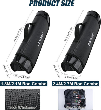 Goture Fishing Rod and Reel Combos-2PCS Telescopic Fishing Pole+2PCS Pre-Loaded Spinning Reels with Carrier Bag,1.8M-2.7M Telescopic Rod Reel Kit for Starter Travel Saltwater Freshwater,Gifts for Men