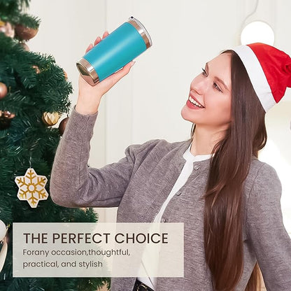 MEWAY 20oz Tumbler 8 Pack Double Wall Vacuum Insulated Travel Mug Bulk, Stainless Steel Tumblers with Lid and Straw, Durable Powder Coated Coffee Cups for Cold & Hot Drinks (Light Blue, 8)