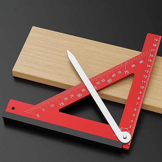 Carpenter Square, 20cm Woodworking Tools Adjustable Rafter Square Carpenter Tools, Aluminum Alloy 90 Degree Combination Angle Carpentry Triangle Ruler