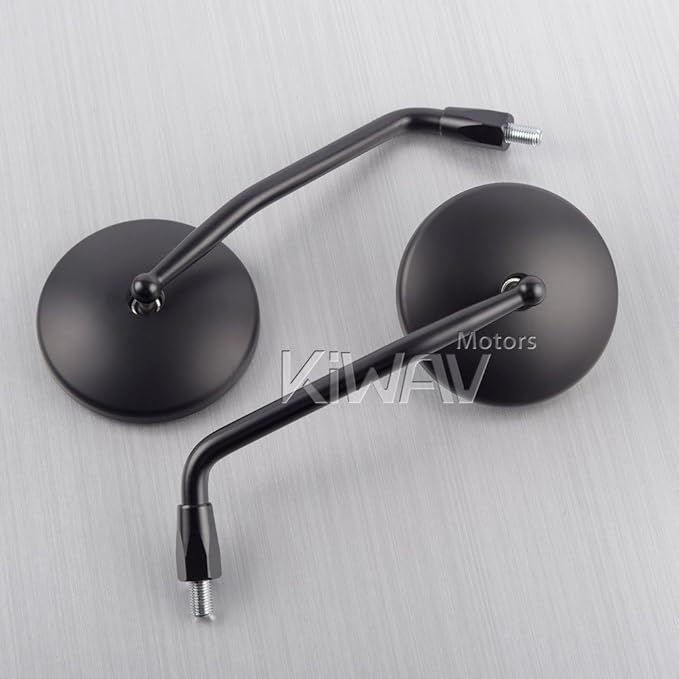 KiWAV Eclipse Mirrors Black Round Rear View Side Mirrors E-mark compatible for Triumph M10 10mm bolt-on
