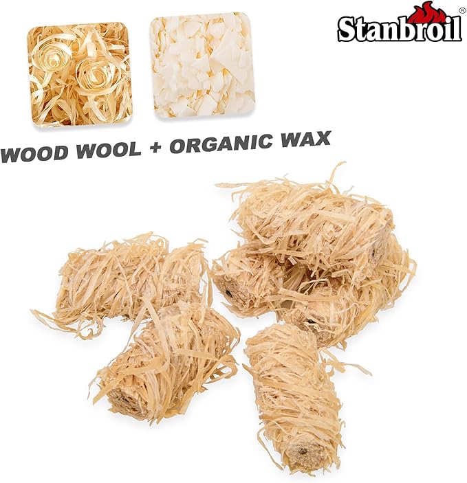 Stanbroil 108 pcs Fire Starters, Natural Charcoal Fire Starters Super Fast Lighting Perfect for Barbecue Grills, Smokers, Wood Stove, Campfires and Outdoor Fireplaces