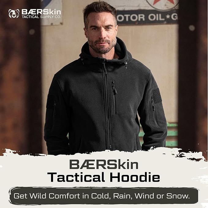 Baerskin Tactical Hoodie Jacket for Men 4.0 - Military Style Fleece Sweater for Cold, Rain, Wind or Snow