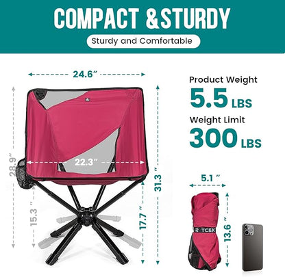 Adjustable Portable Camping Chair RiseLite Lightweight Compact Folding Chair for Adults, Collapsible Camp Chairs That Folds Up Small, Easy Carry for Travel, Outdoor, Sports, Backpacking, Hiking