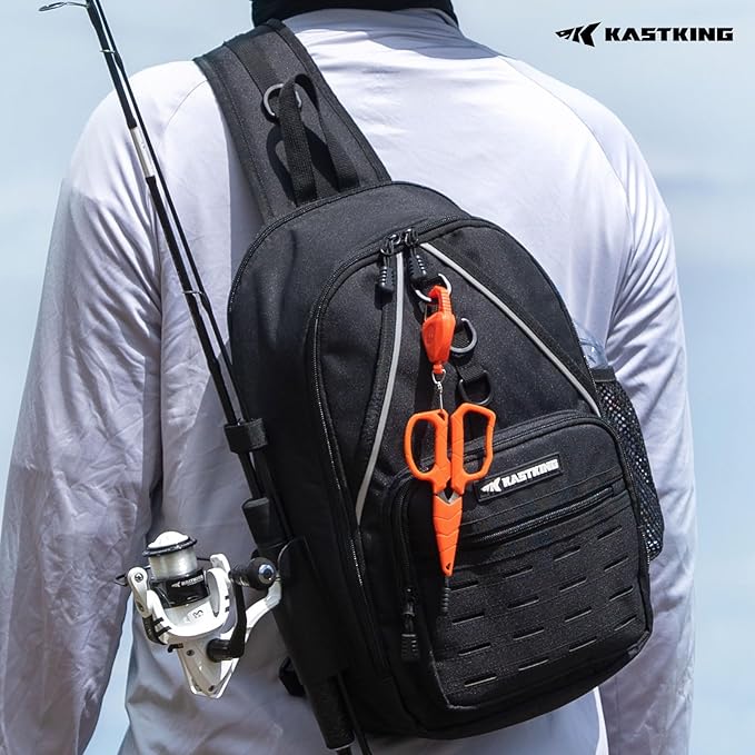 KastKing Karryall Sling Tackle Bag–Fishing Sling Pack,Fishing Backpack With Rod Holder,MOLLE System,Soft Bait & Gear Storage