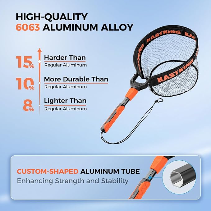 KastKing Titanet Fishing Net, Durable Aluminum Handle, Non-Slip Hi-Vis Grip, Compact Bag & Lanyard, Ideal for Kayak, Lake, Fly, or River Fishing, 2 Net Options