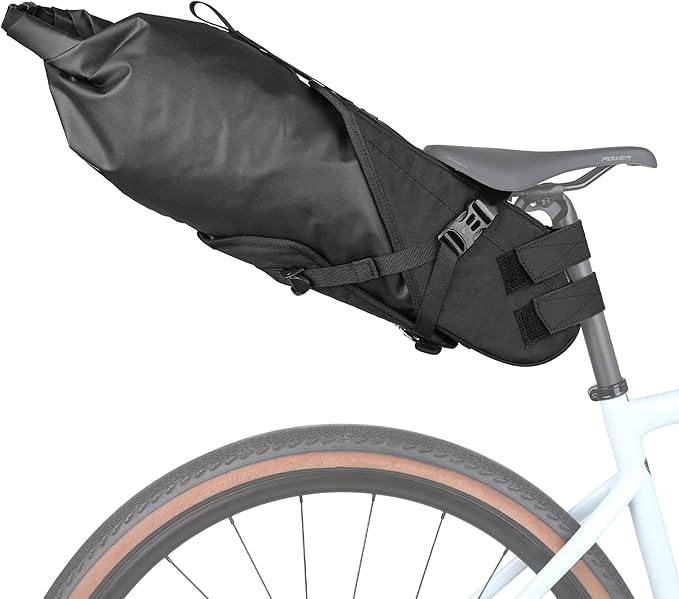 Rhinowalk 14L Bicycle Seat Bag, Waterproof Bike Bag, Mountain Road Bikes, Black, Adjustable Strap, Seat Mount