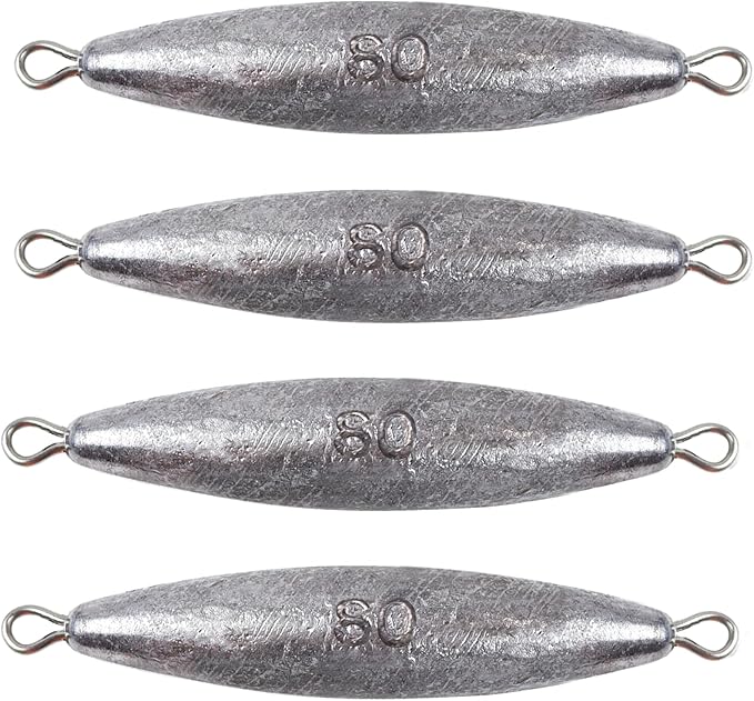 Through Wire Inline Torpedo Sinkers, Lead Double Ringed One Piece Wire Saltwater Fishing Torpedo Weights for Bottom Surf Fishing 1oz, 2oz, 3oz, 4oz, 5oz