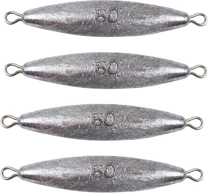 Through Wire Inline Torpedo Sinkers, Lead Double Ringed One Piece Wire Saltwater Fishing Torpedo Weights for Bottom Surf Fishing 1oz, 2oz, 3oz, 4oz, 5oz