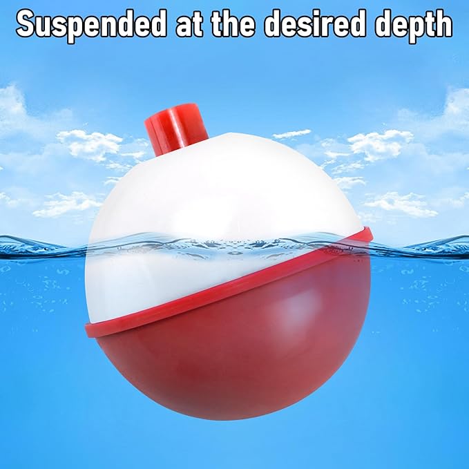 Dr.Fish 20 Pack Fishing Bobbers, Snap on Fishing Floats Hard ABS Spring Float Push Button Bobber for Trout Bass Crappie Freshwater