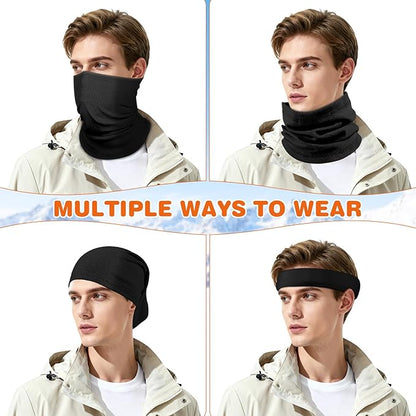 Winter Neck Warmer Gaiter: 2 Pack Thermal Face Cover for Men Women Windproof Fleece Ski Mask for Running Skiing
