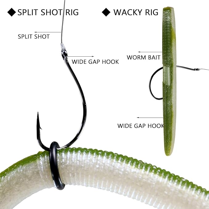 thkfish 50Pcs/100Pcs/Box Fishing Hooks Drop Shot Hooks Wacky Worm Fish Hooks Size #3#2#1 1/0 2/0 Offset Circle Hooks for Fishing