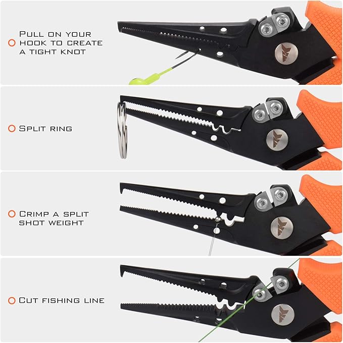 KastKing Cutthroat 7 inch Fishing Split Ring Pliers, 420 Stainless Steel Fishing Tools, Saltwater Resistant Fishing Gear, Tungsten Carbide Cutters
