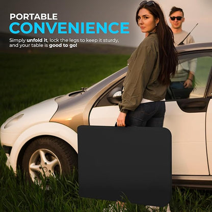 Simpli-Magic 8ft Portable Plastic Folding Table – Indoor & Outdoor Heavy-Duty Foldable Utility Table w/Handle for Party & Camping (Black)