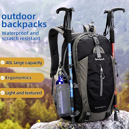 SPEEDPARK Hiking Backpack 40L Waterproof Hiking Daypack with Rain Cover, Outdoor Trekking Travel Backpacks for Men Women