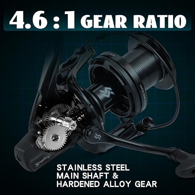 Sougayilang Saltwater Spinning Reel – Up to 38LBs Max Drag Big Game Fishing Reel, Graphite Frame Surf Fishing Reels, 4.6:1 Gear Ratio Heavy Long Casting Inshore Offshore Saltwater Reel