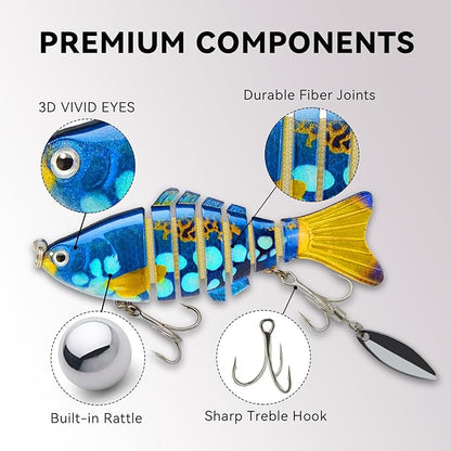 Fishing Lures with Spinner Baits Blades for Topwater, Swimbait for Trout and Bass Slow Sinking, 5pcs Fishing Hard Baits