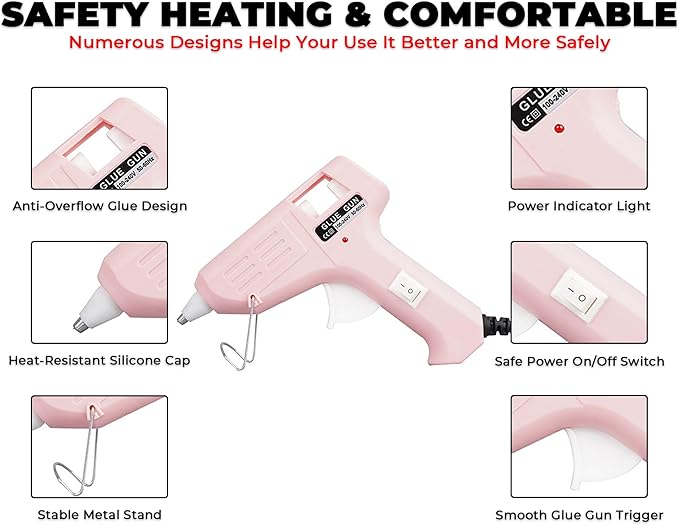 Hot Glue Gun, 20W Fast‑Preheating High‑Temp Mini Hot Melt Glue Gun Kit with 30 Glue Sticks (100mm x 7mm) for School Projects, DIY, Arts & Crafts, Quick Home Repairs