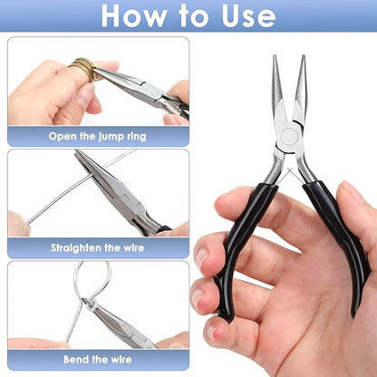 Billbotk Chain Nose Pliers For Jewelry Making, Flat Nose Jewelry Pliers, Craft Pliers For Jewelry Making