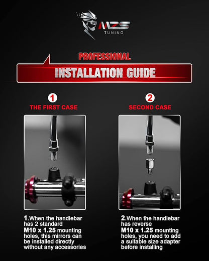 MZS Chrome Motorcycle Mirrors 10mm, Universal Motorbike Rear View Side Mirror Aluminium Compatible with Touring Cruiser Chopper Street Naked Bike Shadow Fury Vulcan Boulevard Road Royal Star VStar
