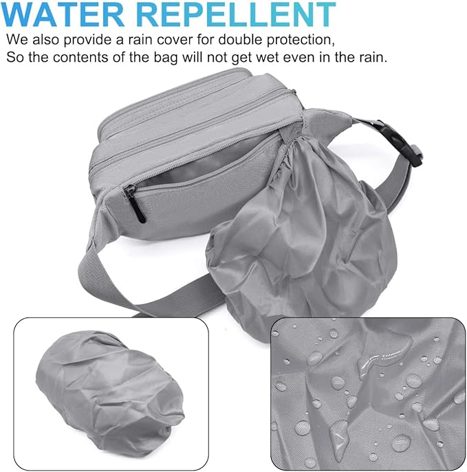 Waist Pack Bag Fanny Pack for Men&Women Hip Bum Bag with Adjustable Strap for Outdoors Workout Traveling Casual Running Hiking Cycling (New Grey)