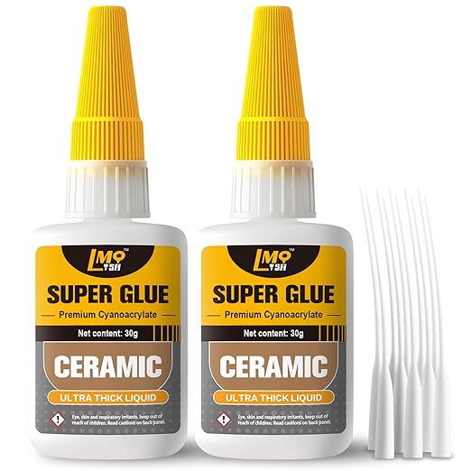 Ceramic Super Glue Liquid, Clear Instant Cyanoacrylate Adhesives for Ceramic Repair Food Safe, All Purpose CA Glue for Shoe Plastic Leather Glass Model Metal Wood Pottery Porcelain Mugs Clay Dishes