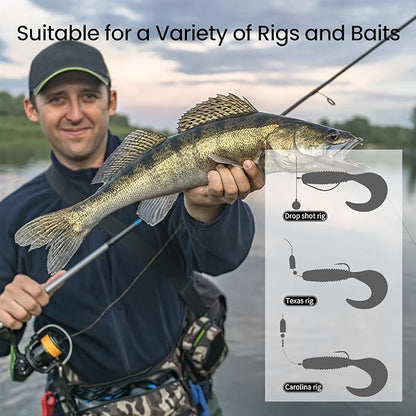 Pristis 12 pcs Tungsten Fishing Weights, Compact Bullet Sinkers Kit for Fishing line, Drop Shot Texas Carolina Rig Hook Weight for Bass Walleye Perch Trout Crappie Bait