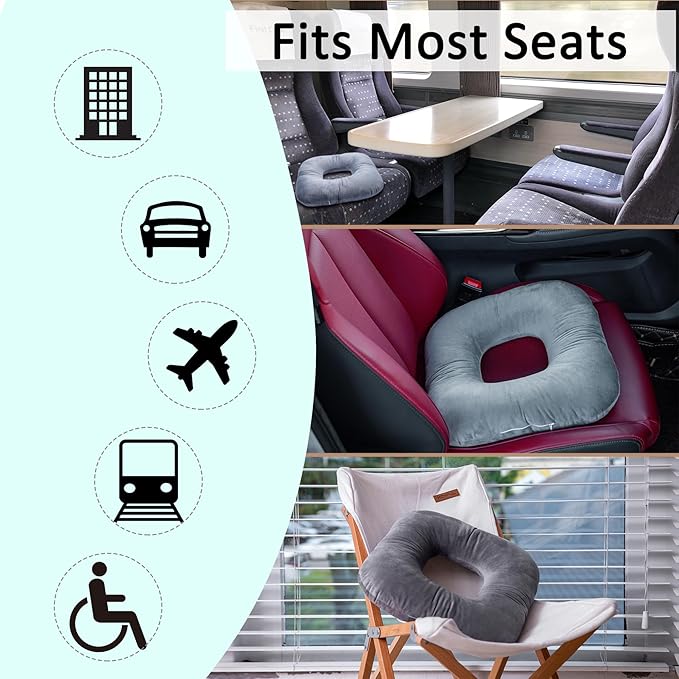 Donut Pillow for Tailbone Pain Relief, Wheelchair Cushion for Hemorrhoids and Bed Sores, Pregnancy, Donut Pillow Suitable for Office, Long Travel, Car and Home Sofa (Lake Blue)