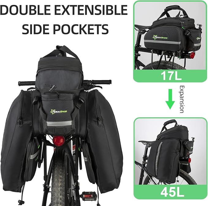 ROCKBROS Bike Trunk Bag 17L-45L Bike Rear Rack Bag Waterproof