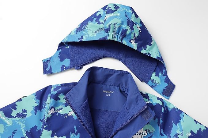 MGEOY Boys Girls Rain Jackets Lightweight Waterproof Hooded Raincoats Windbreakers for Kids 4-14Y