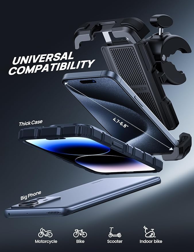 Aomiker Bike Motorcycle Phone Holder Mount - [2025 Quick Release] Bike Phone Holder Handlebar Clamp, Bicycle Scooter Phone Clip for iPhone 16 15 14 13 12 11 Pro Max Plus Mini, 4.7-6.8" Smartphone