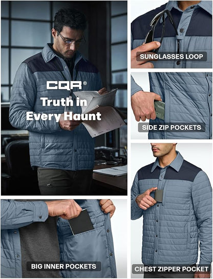 CQR Men's Lightweight Insulated Jacket, Windproof Packable Water Resistant Warm Active Coat for Hiking Work Outdoor Tactical
