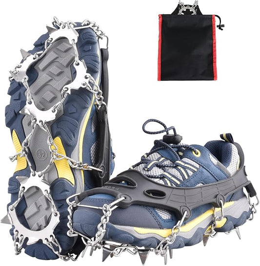 TRIWONDER Crampons for Boots Shoes Traction Ice Cleats Snow Grips Anti Slip Stainless Steel Micro Spikes for Hiking Fishing Walking Climbing Jogging Mountaineering