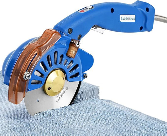 BAOSHISHAN Electric Fabric Rotary Cutter Heavy Duty Speed Adjustable Fabric Scissors Round Blade Cutting Machine for Multilayer Fabric Leather Cloth Carpet (100mm Plug-in Purple)