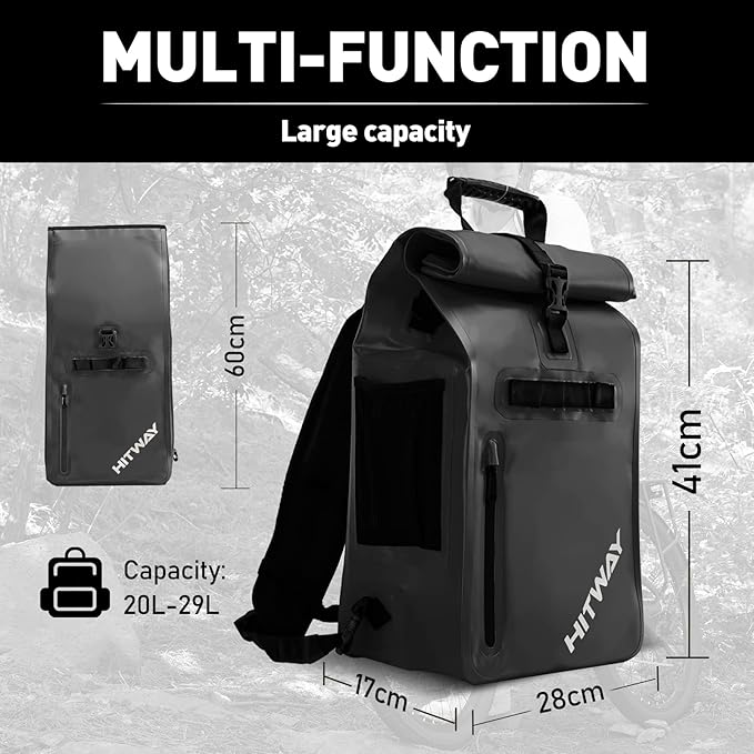 HITWAY 3 in 1 Bike Bag Waterproof Bike Pannier Bag 29L Large Capacity Bike Rack Bag Professional Cycling Accessories for Bicycles