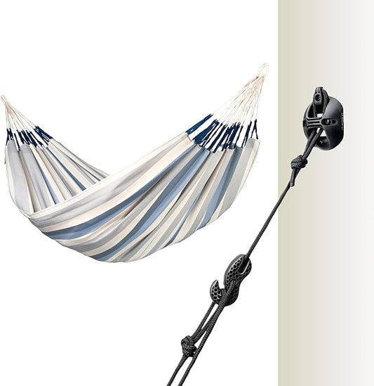 LA SIESTA - Large Double Brisa Classic Hammock & CasaMount - Suspension Kit for Walls & Ceilings - Weather Resistant Portable Hammock - 2-Person - Sea Salt