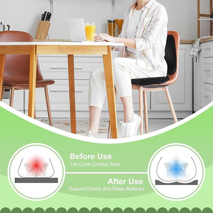 Air Fiber Office Chair Cushion - Ergonomic Seat Cushion for Orthopedic Coccyx, Relief Hip & Back Support - Doctor Recommended Cushion for Long Sitting Worker Driver & Handicapped (Black)