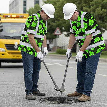 High Visibility Hawaiian Shirt for Men Tropical Shirts Custom Name Floral Outfit Reflective Safety Workwear