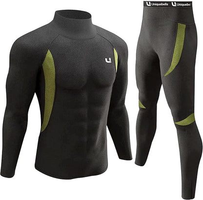 UNIQUEBELLA Men's Thermal Underwear Sets Top & Long Johns Fleece Sweat Quick Drying Thermo Base Layer